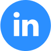 White LinkedIn logo in a blue circle