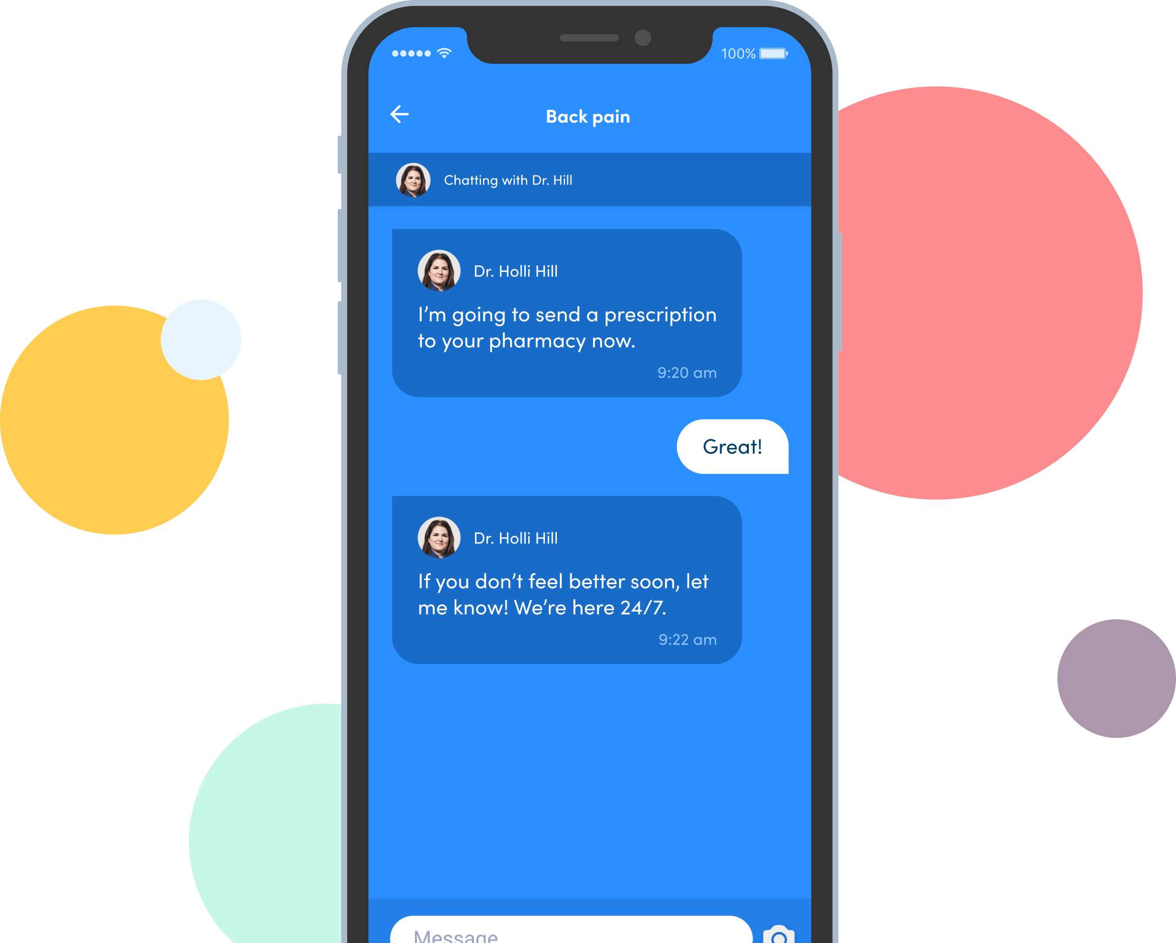 Smartphone Prescription chat for Back pain