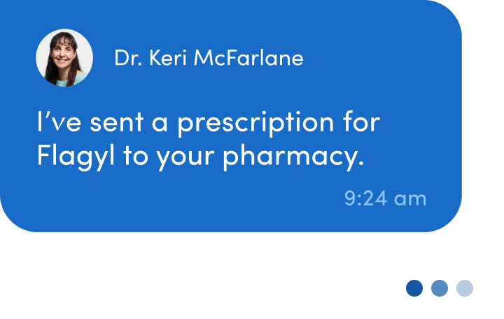 Prescription for Flagyl chat by Doctor McFlarlane